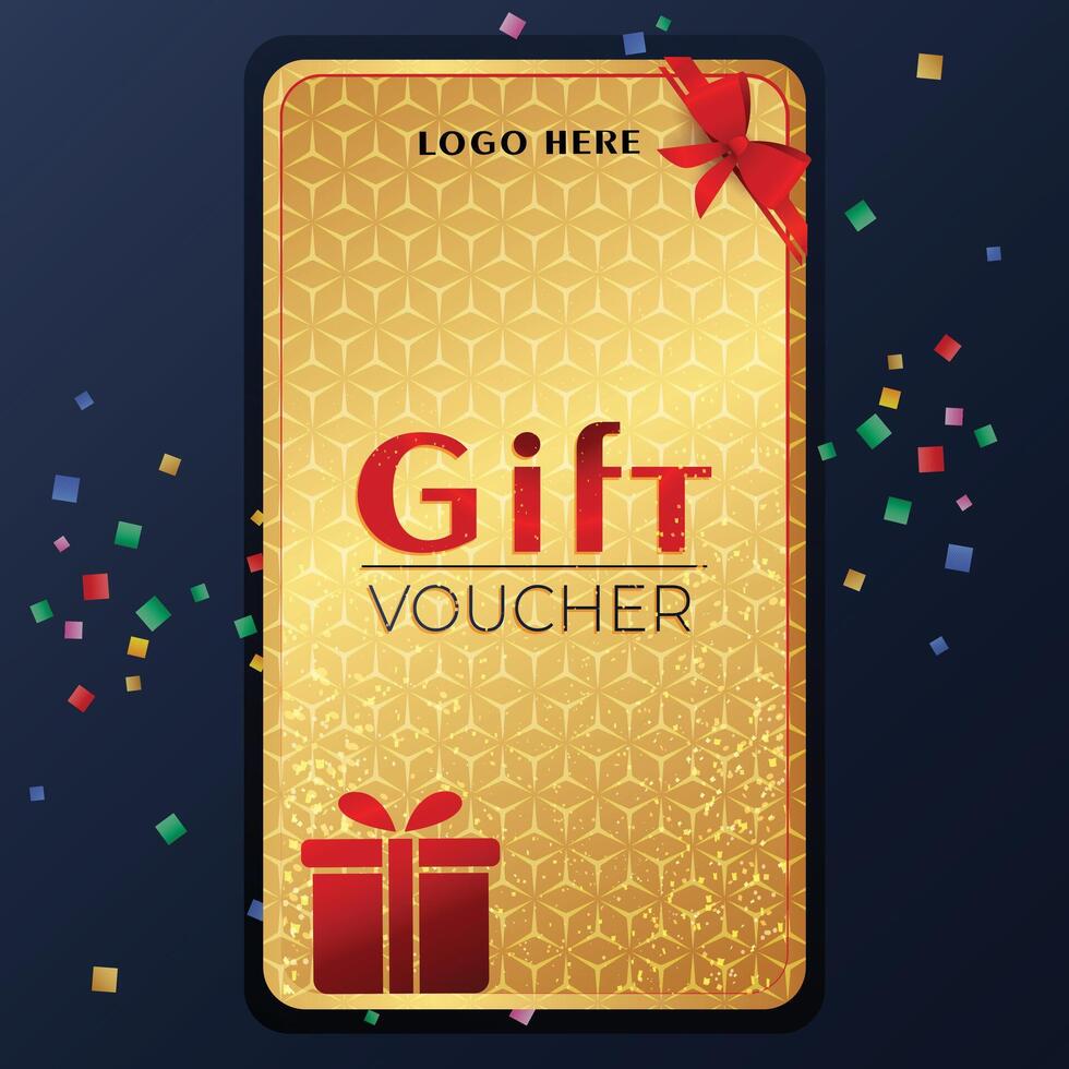 Celebrations, Festival, Company Gift Golden card Voucher vector