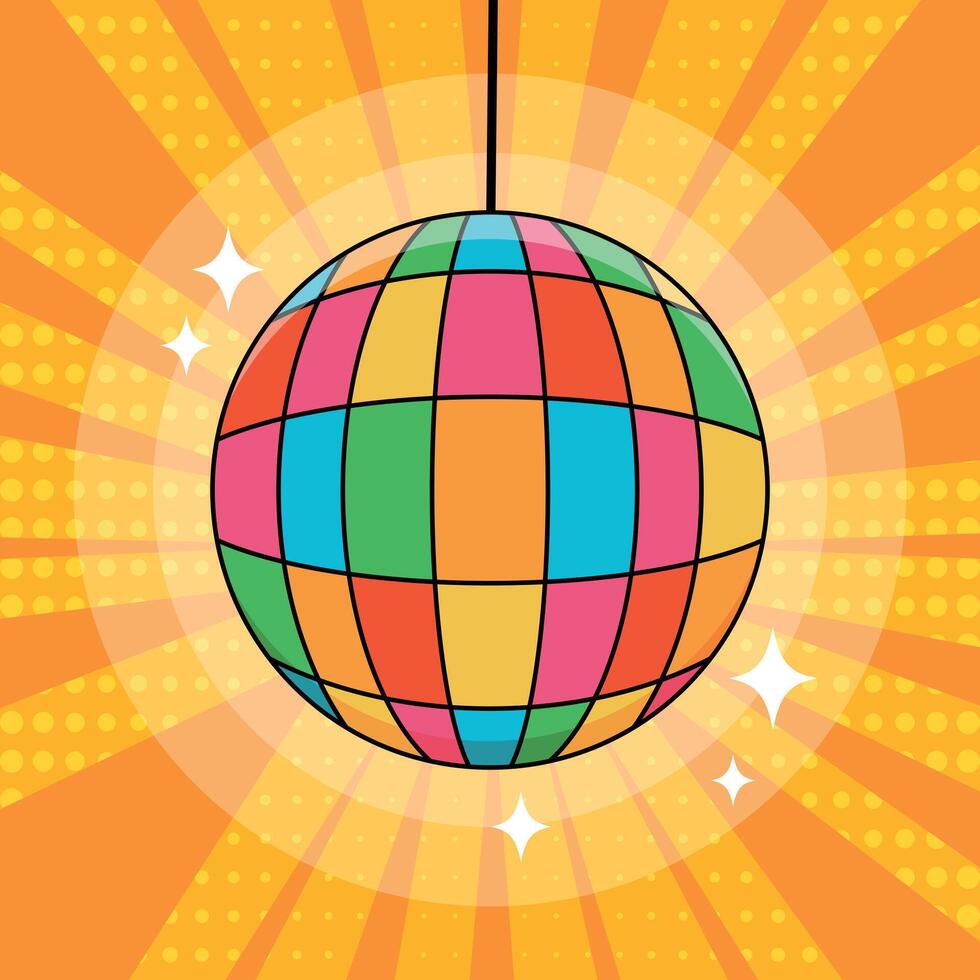 Pop art background with a sparkling disco ball vector