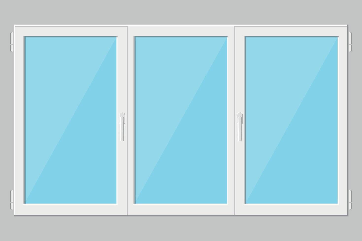 Plastic modern triple casement window in flat style vector