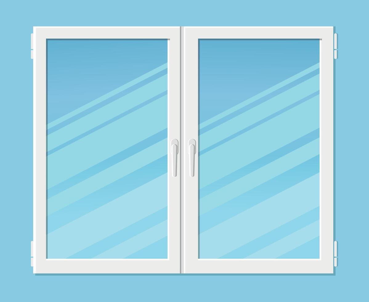 Modern plastic double casement window in flat style vector