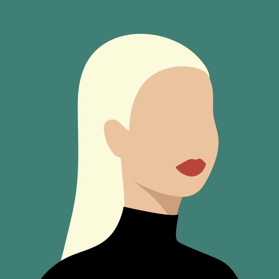 Abstract faceless young woman with long blond hair. Abstract portrait vector