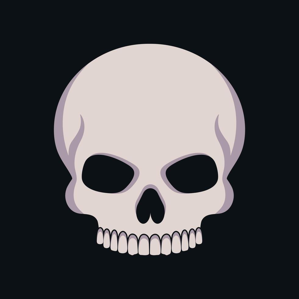Human skull without a lower jaw on black background. Skull icon emblem logo vector