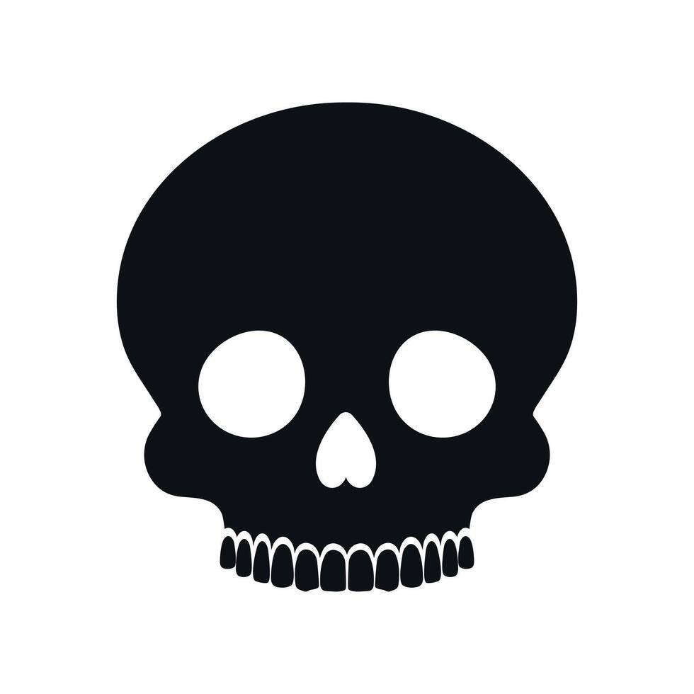 Human skull without a lower jaw silhouette on white background. Skull icon emblem logo vector