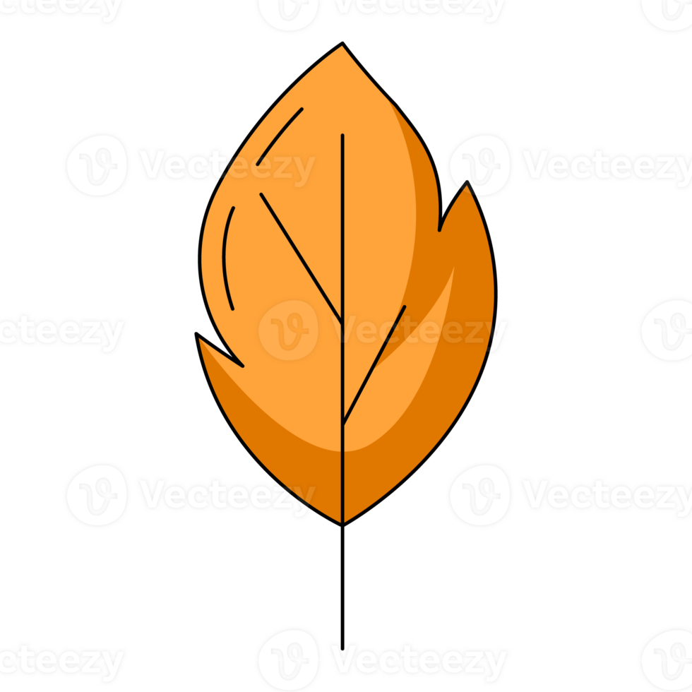 Autumn orange aspen leaf. Fall seasonal concept. Flat simple element, color illustration. For logo, sticker, print, web design, scrapbooking png
