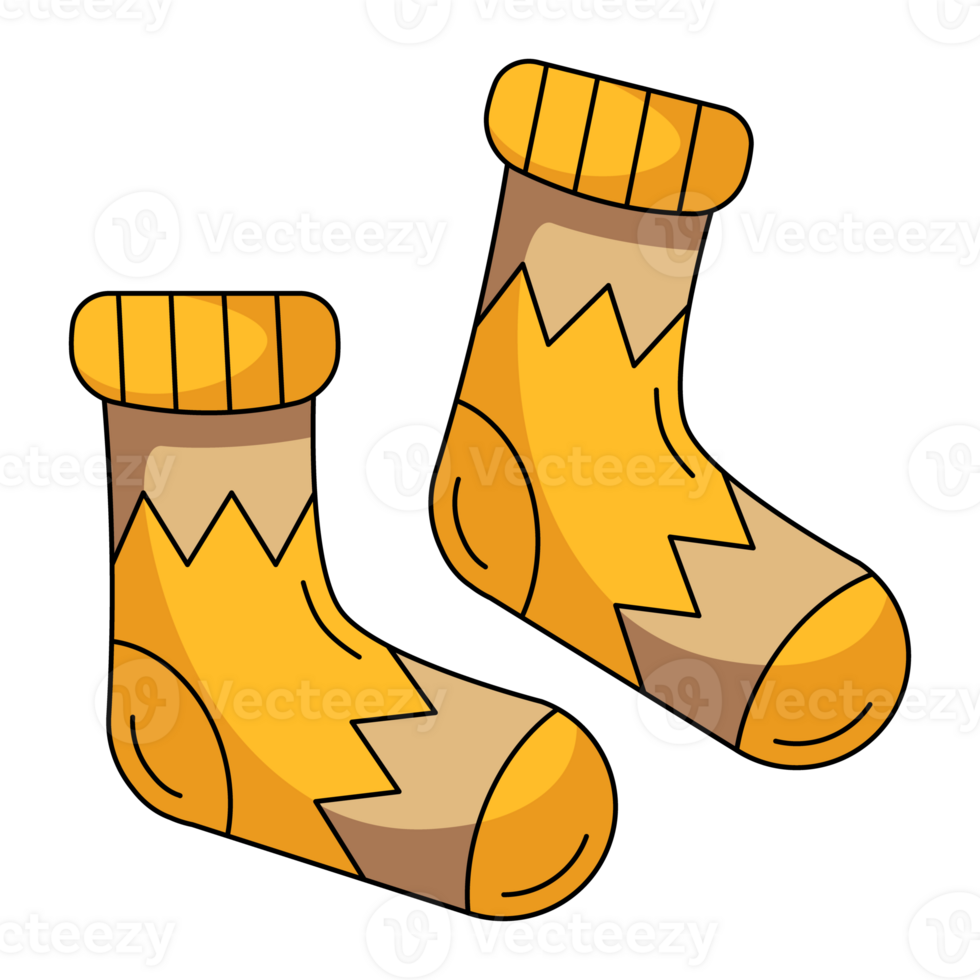 Warm socks. Fall or winter element of clothes for cold weather. Flat simple element, color illustration. For logo, sticker, print, web design, scrapbooking png
