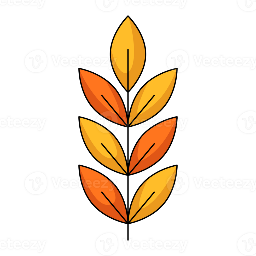 Autumn red yellow leaf. Fall seasonal concept. Flat simple element, color illustration. For logo, sticker, print, web design, scrapbooking png