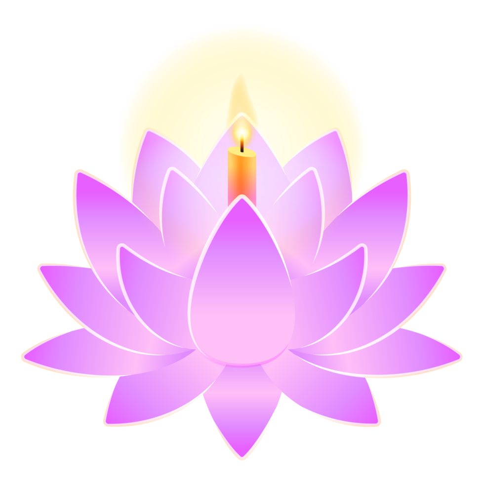 purple lotus flower with candle floating on water for greeting loy krathong thailand festival png