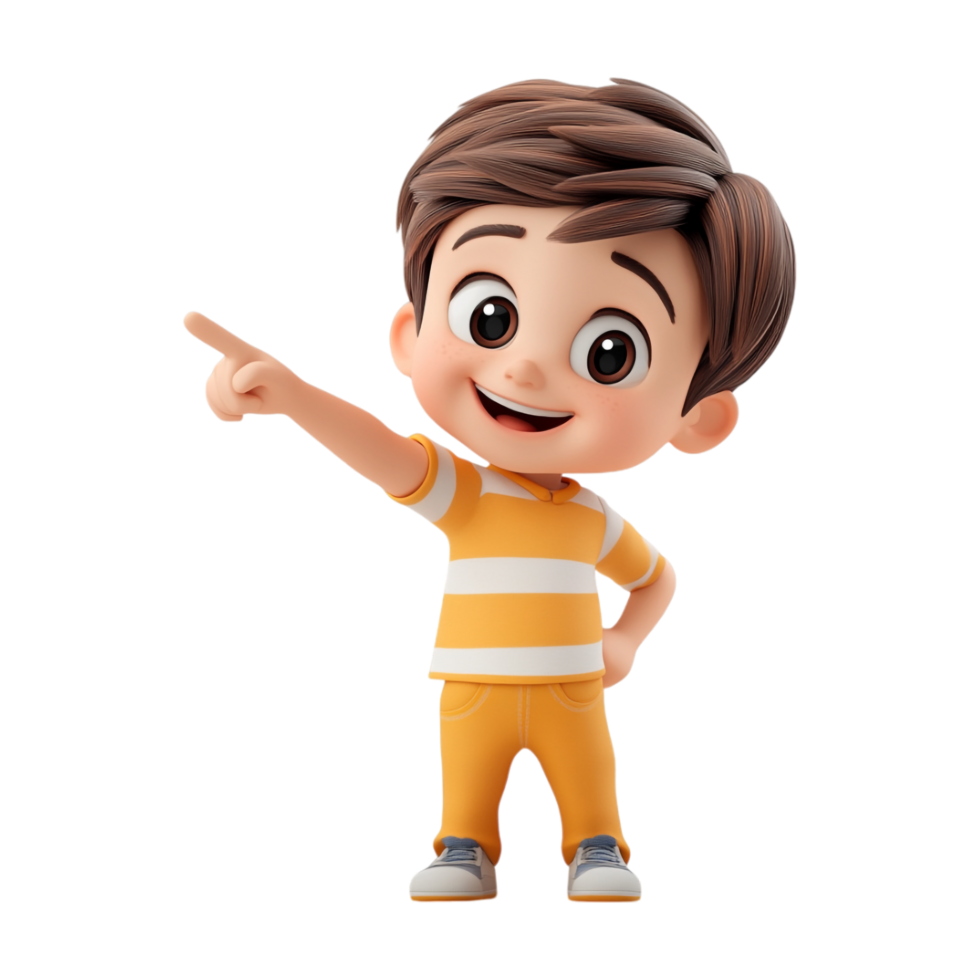 A cartoon boy pointing at something png