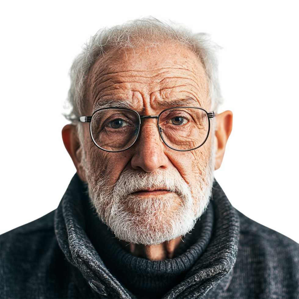 An older man with glasses and a beard png
