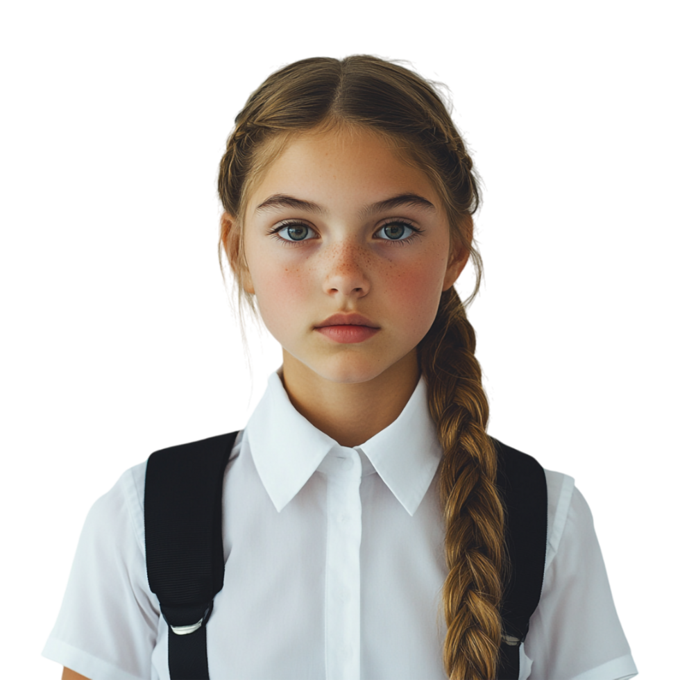 uma jovem menina com uma trança dentro dela cabelo png