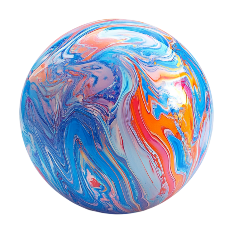 A marble ball with colorful paint on it png
