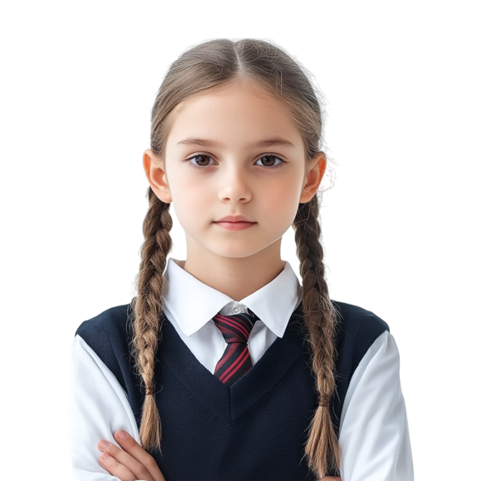 un joven niña en un colegio uniforme png