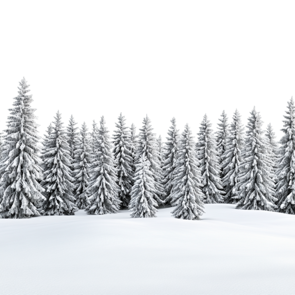 A group of evergreen trees in the snow png