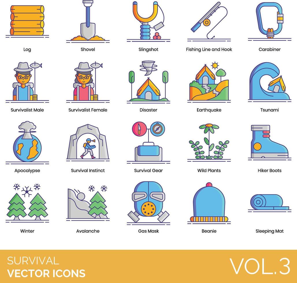 Survival icons set, illustration vector