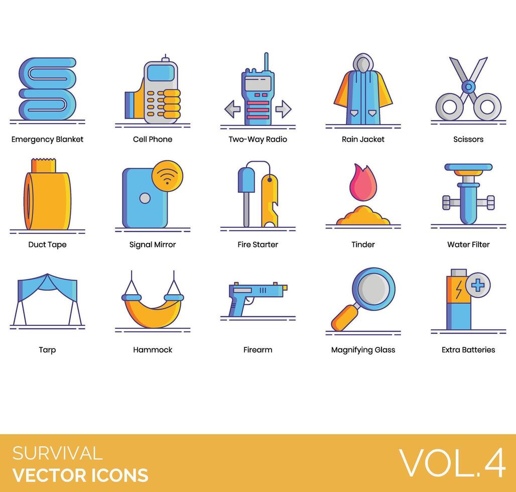 A set of different icons for survival vector