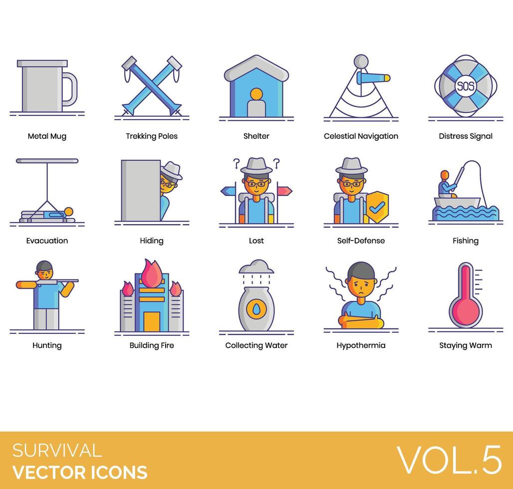Survival icons set, illustration vector