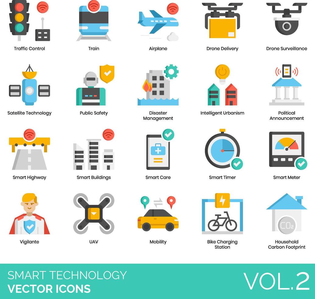 Smart technology icons set, vol 2 vector