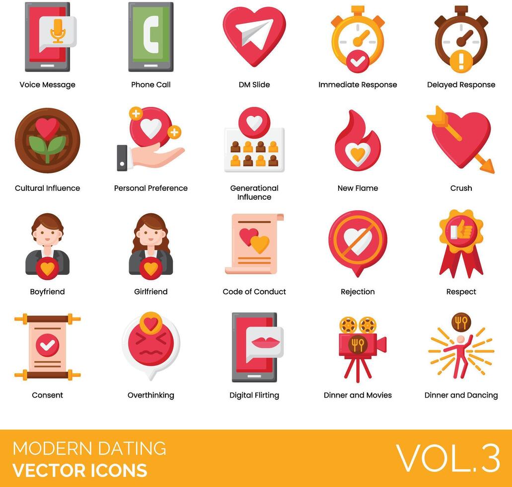 Modern dating icons set, vol 3 vector