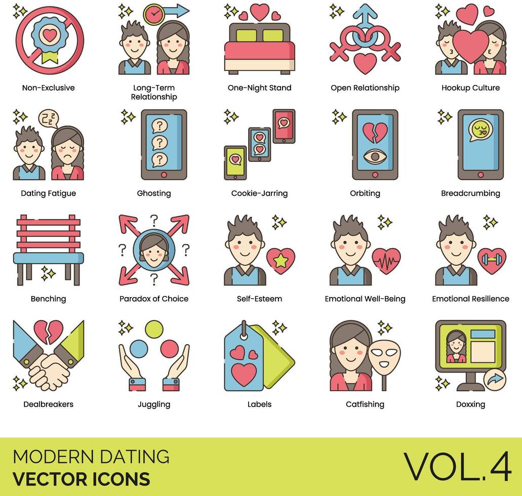 Modern dating icons set, vol 4 vector