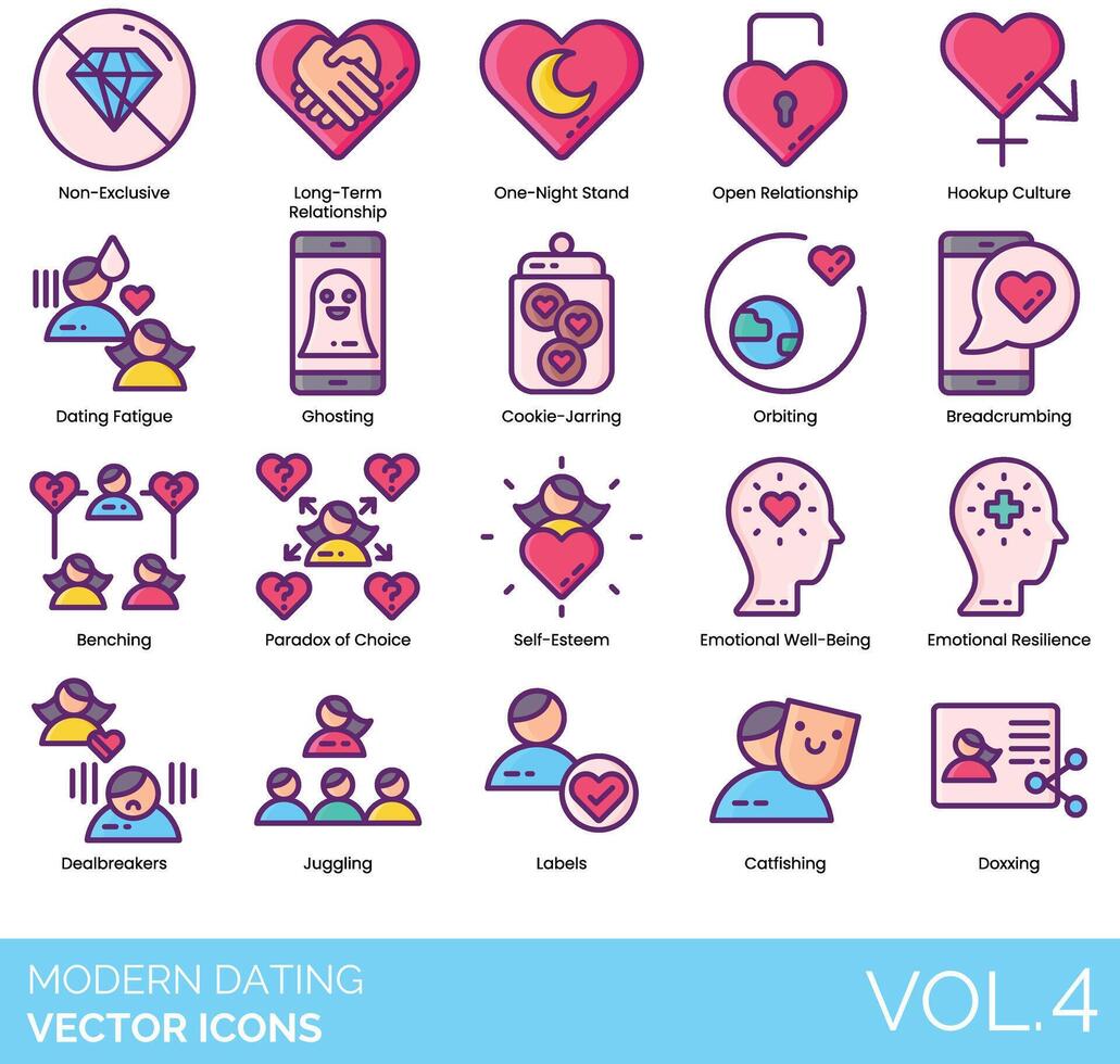 Modern dating icons set, vol 4 vector