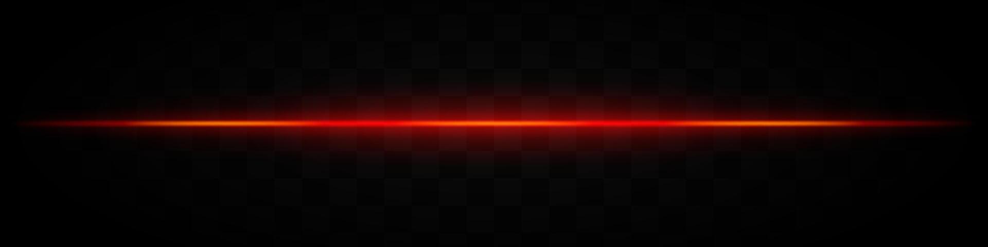 Red light beam. A sharp horizontal purple beam with a bright center, fading into darkness on both sides. Ideal for sci-fi designs, light transitions, or futuristic effects. vector