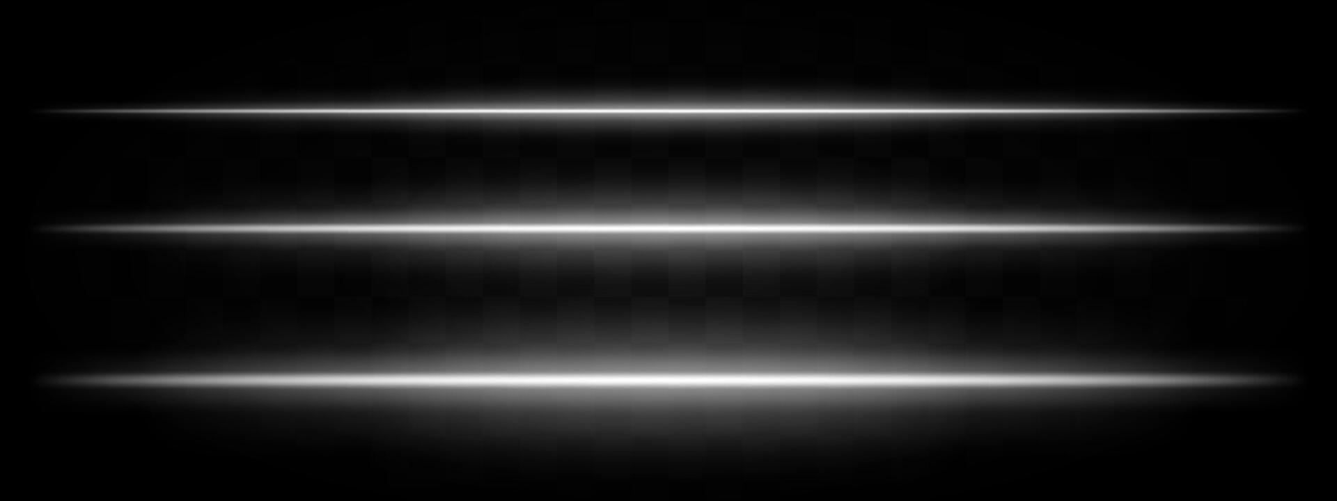 White light beams. Three horizontal red and orange glowing beams with a bright center and fading edges on a dark background. Suitable for futuristic, sci-fi, or tech-themed designs. vector
