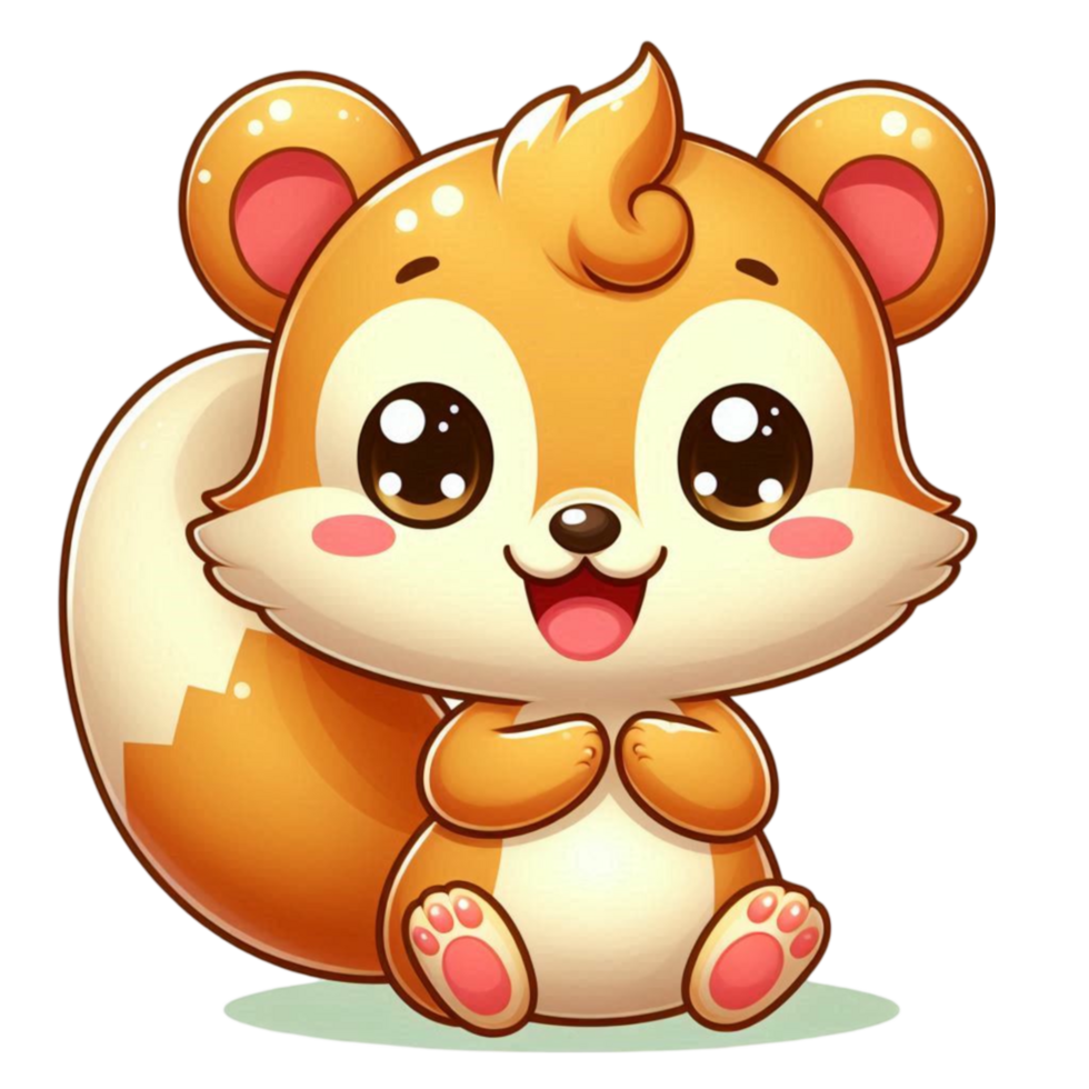 Cartoon Character with Fluffy Tail and Big Smile png