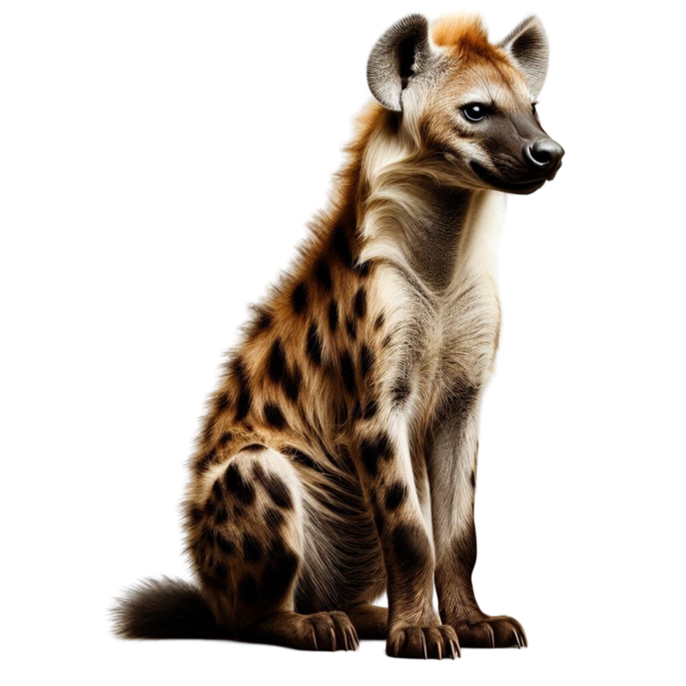 Hyena Sitting Upright in Center Frame png