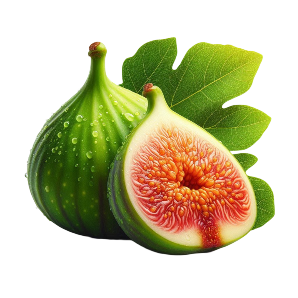 Ripe Red Fruit with Green Leaf and Water Droplet png