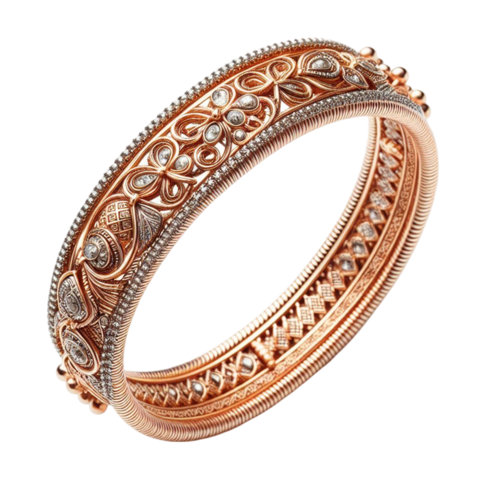 Elegant Rose Gold Bracelet with Diamonds png