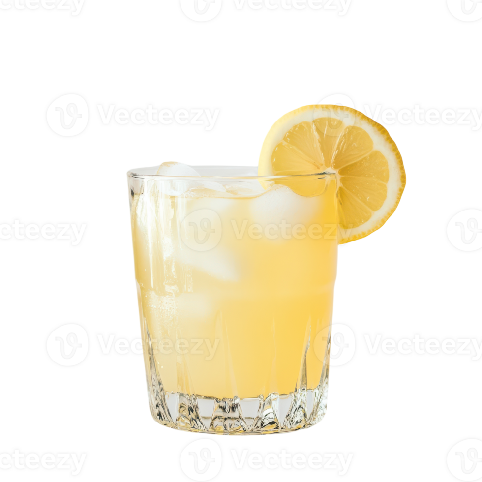A glass of lemonade with a slice of lemon png