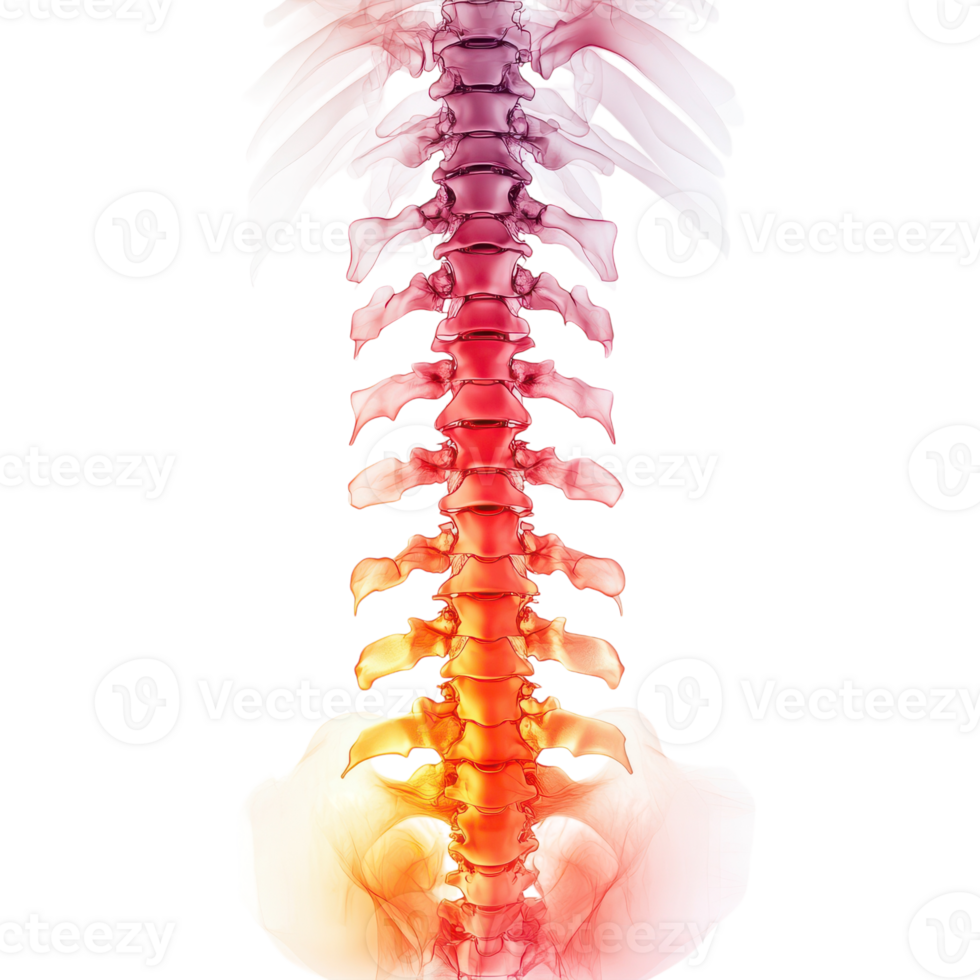 A human spine with the spine highlighted in red png