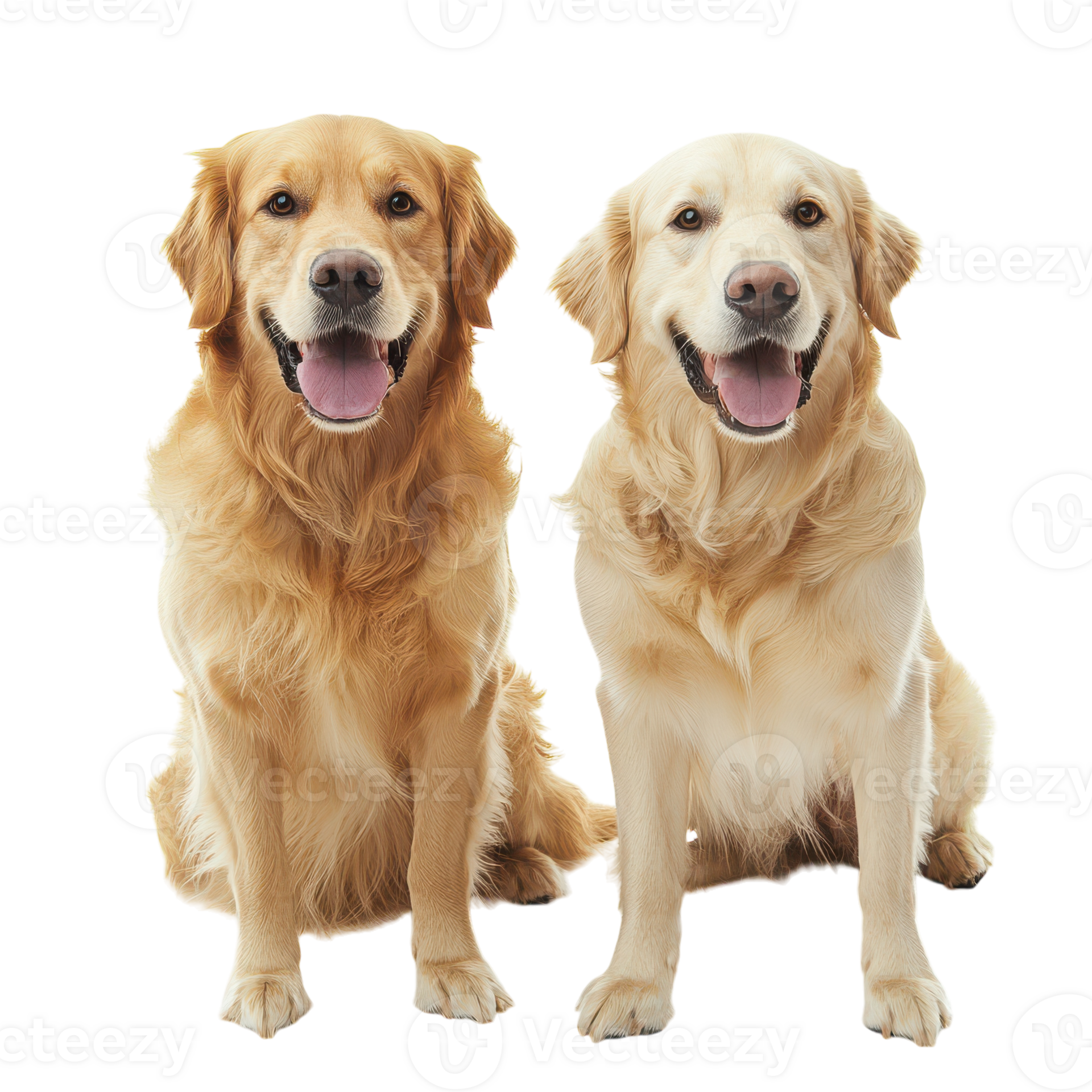 Two golden retrievers sitting side by side 51151342 PNG