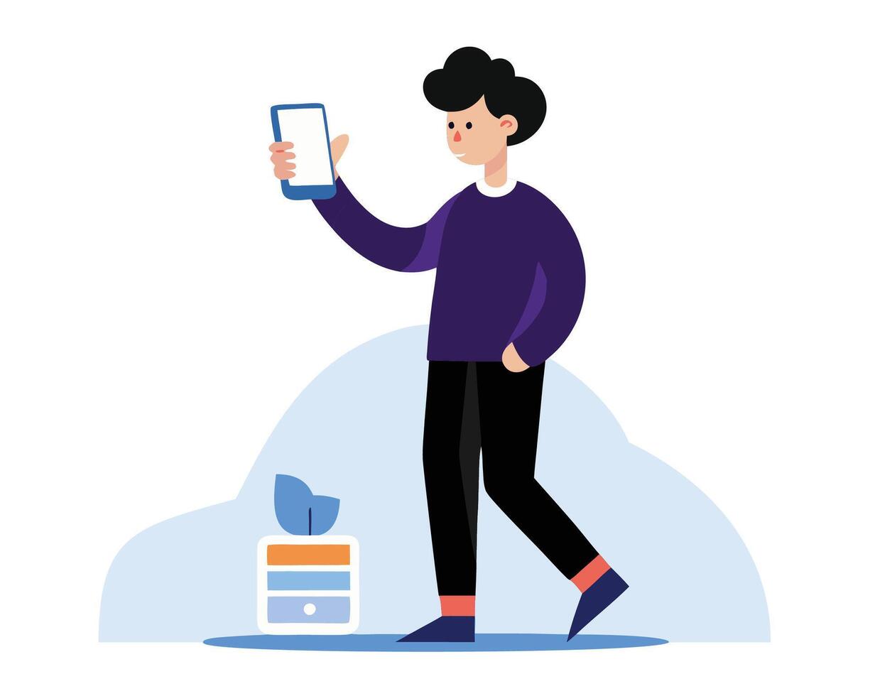 Man using smartphone illustration vector