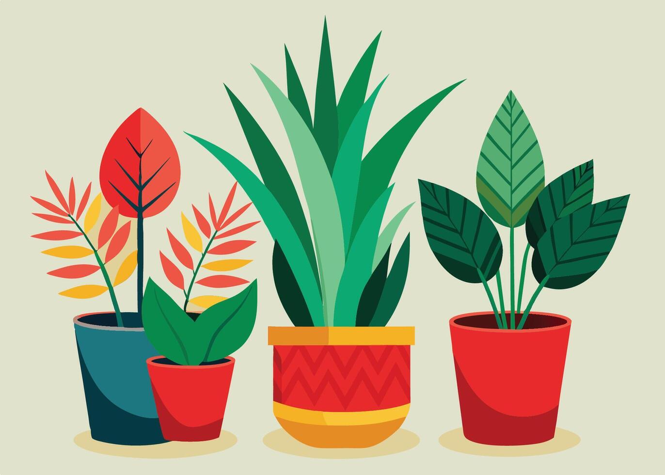 Illustrated Vectorize Leaf and Floral Pot Design vector