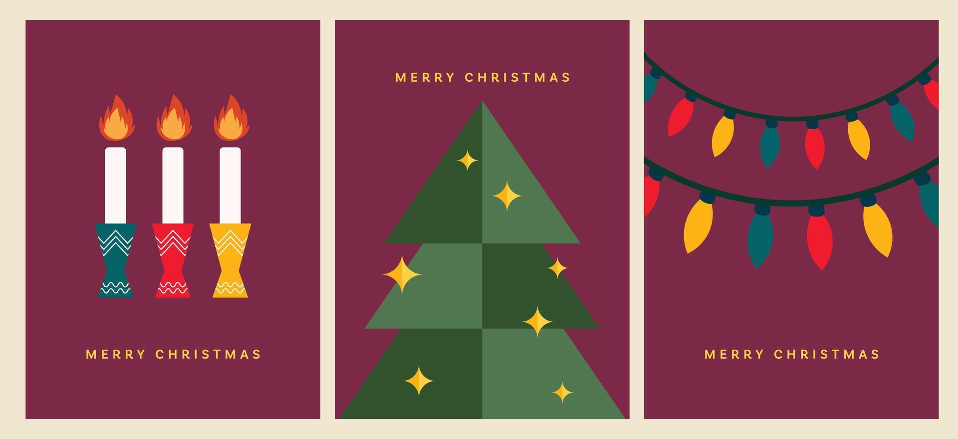 xmas flat design element merry christmas day and happy new year 25 december greeting card collection set vector