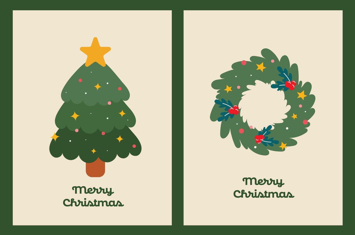 flat design element happy merry christmas day and happy new year 25 december greeting card collection set vector