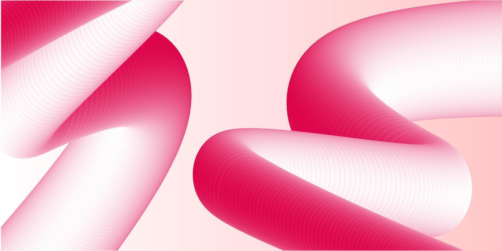 Abstract pink and white curved lines vector