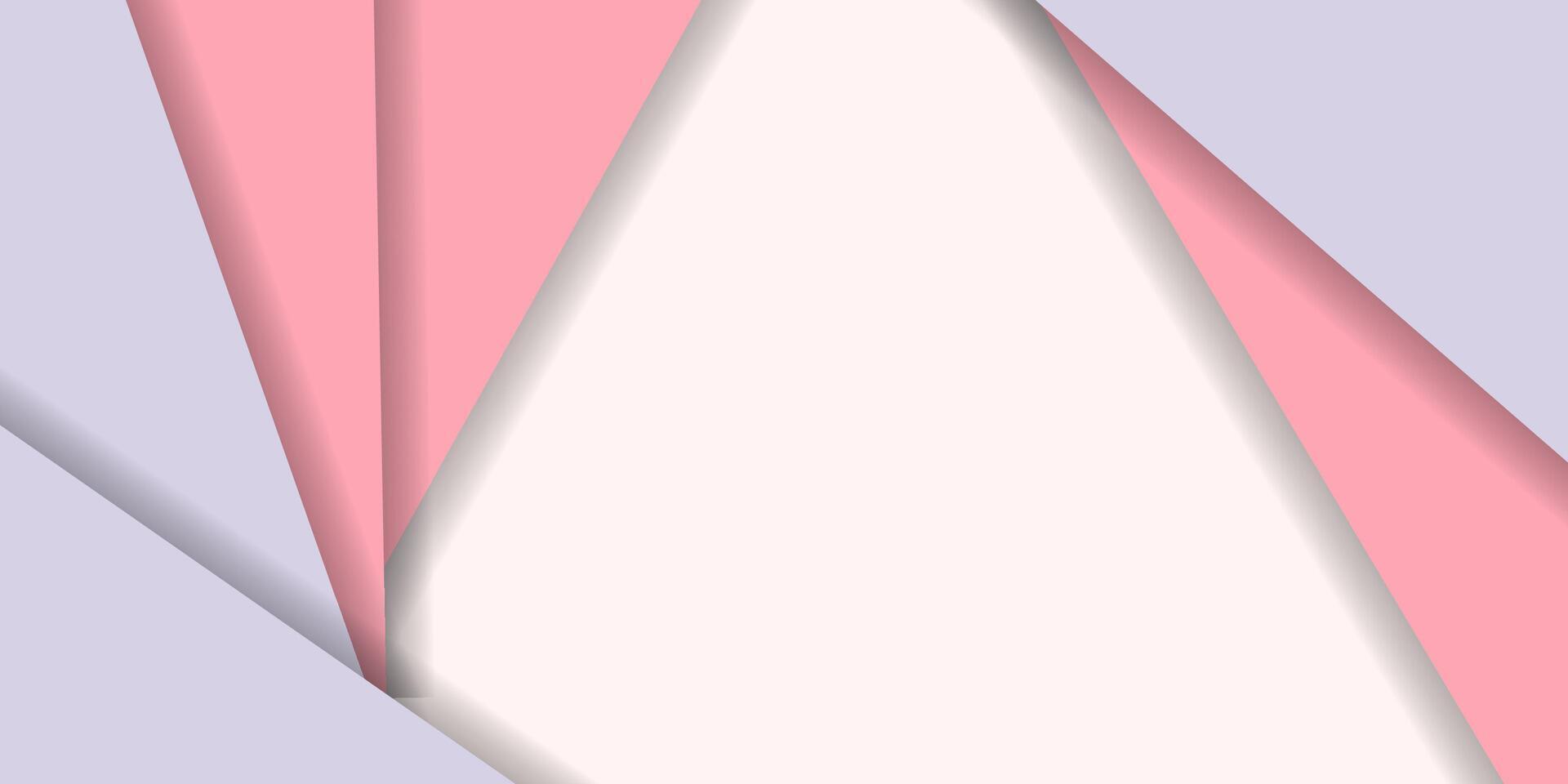 A pink and white paper background with a triangle shape vector