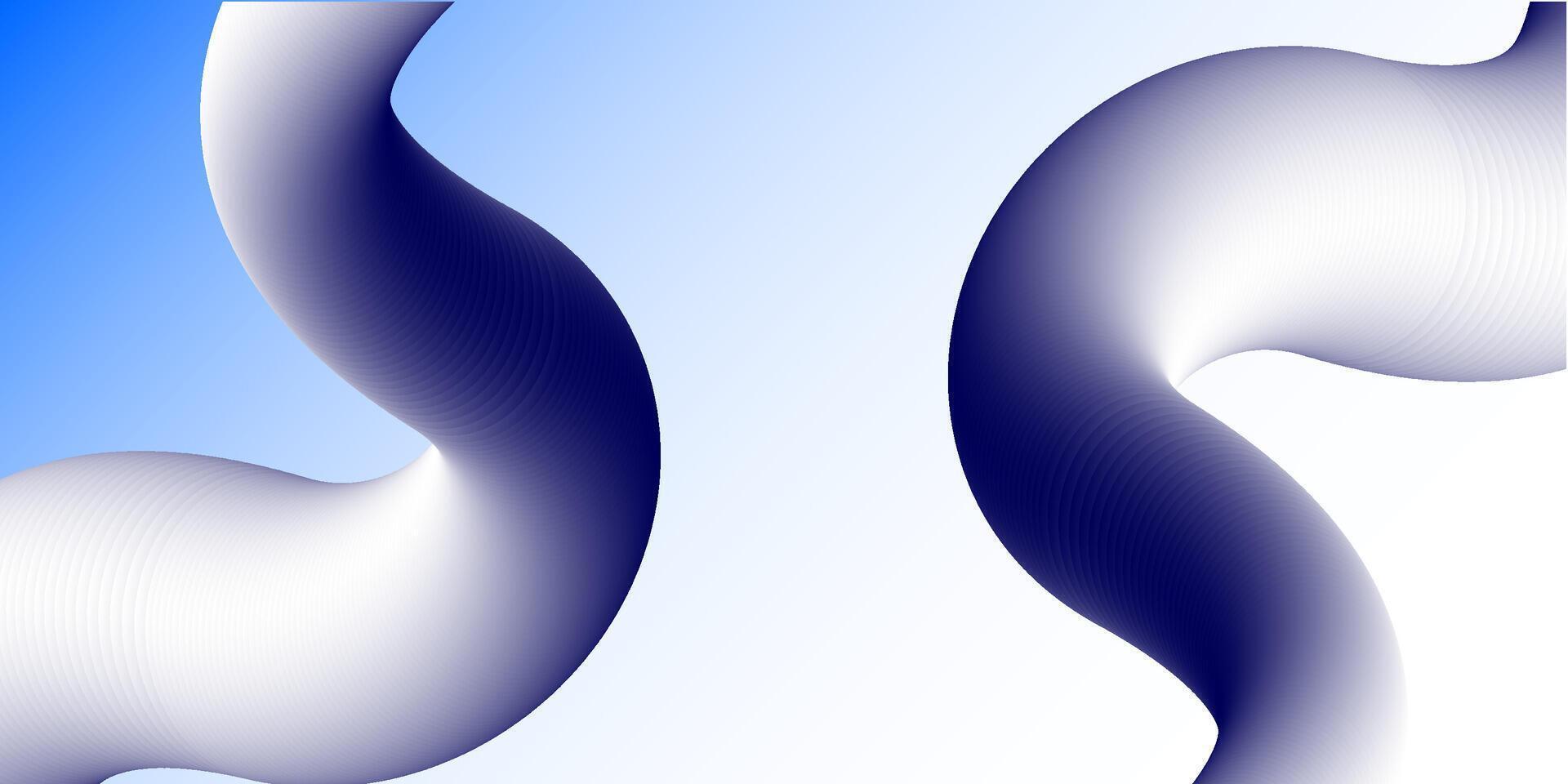 Two blue and white curved lines vector