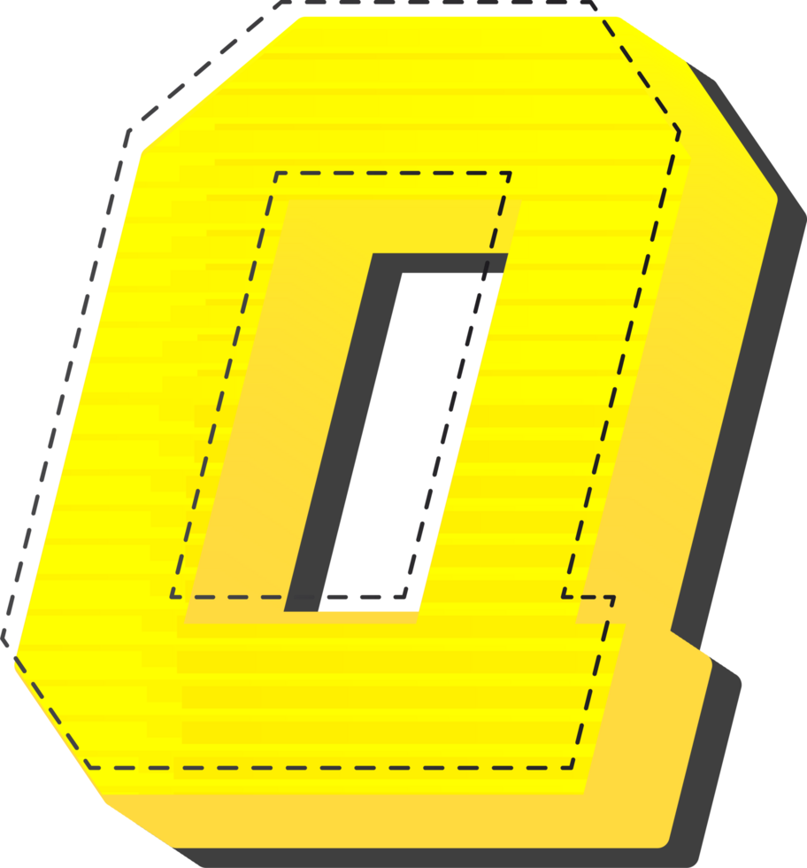 The letter q is made of yellow and black png