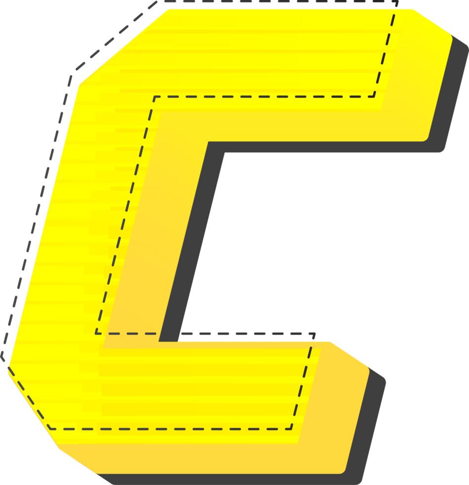 The letter c is made of yellow and black png