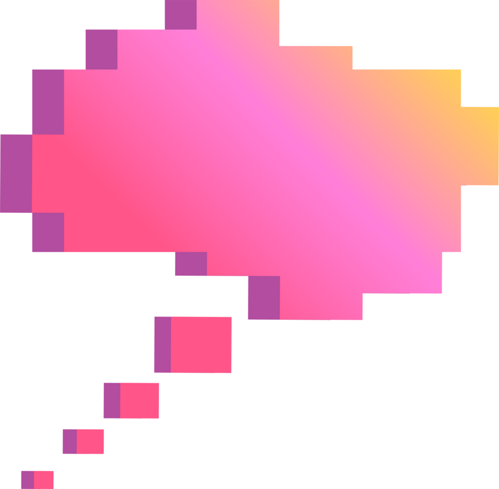 A pink speech bubble with a pink and yellow background png
