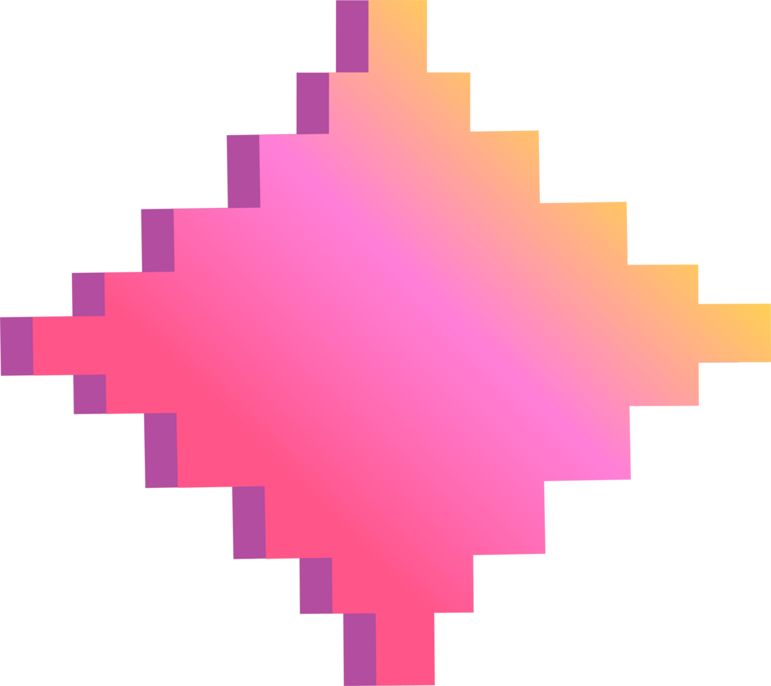 A pixelated pink and orange square png