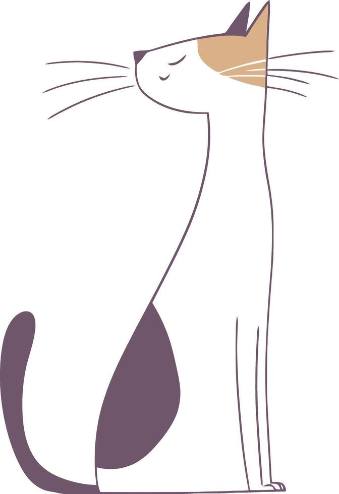 Minimalist Illustration of a Sitting Cat with a Proud Expression vector