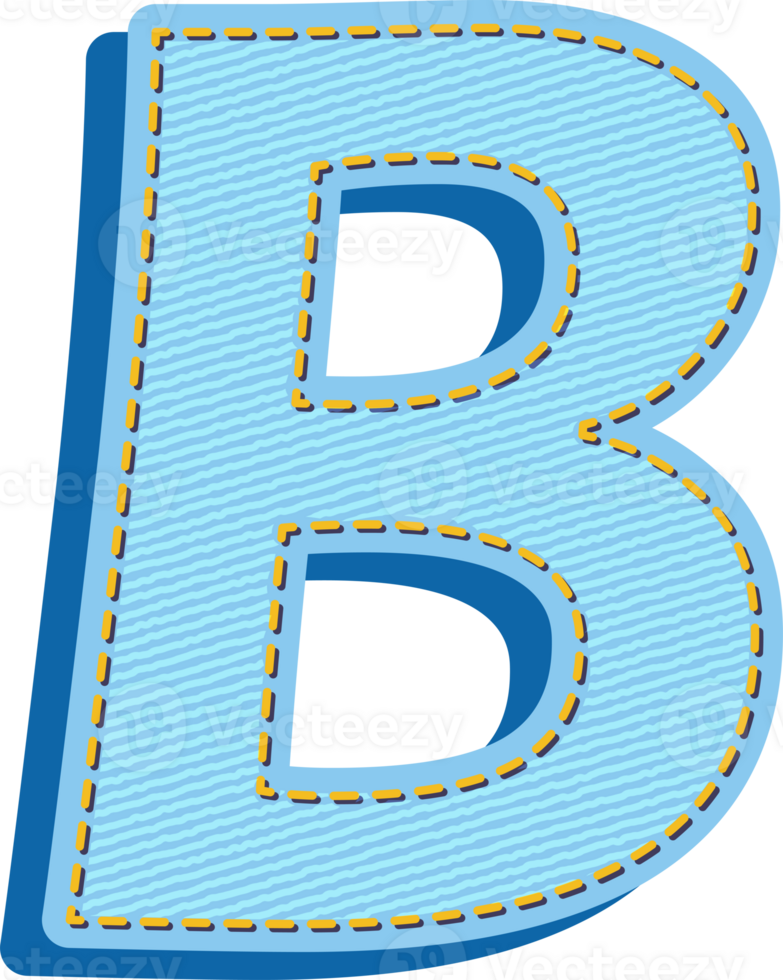 The letter b is made of blue fabric png