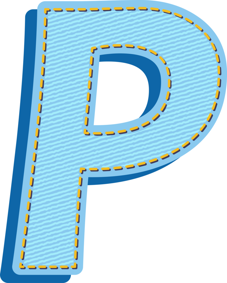 A blue letter p with a yellow border png