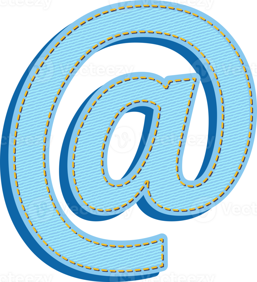 An at sign with a blue jean png