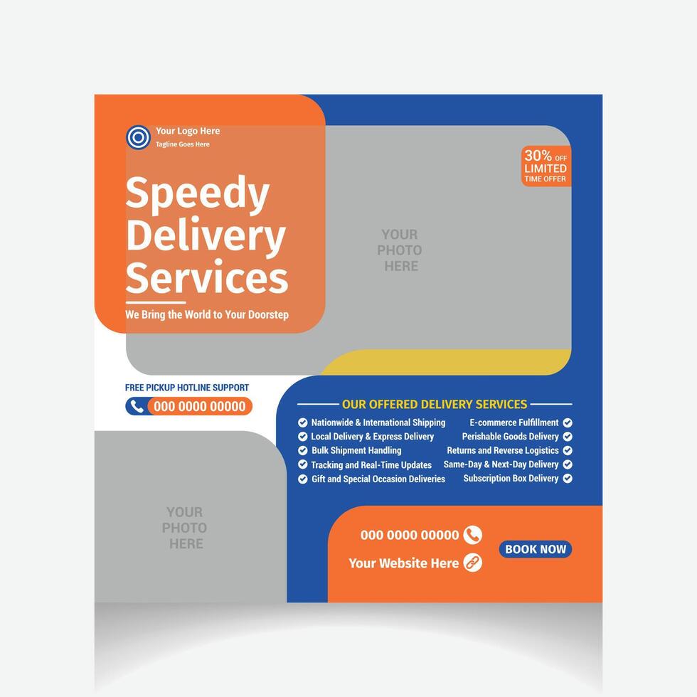 modern Delivery Service social media post design vector