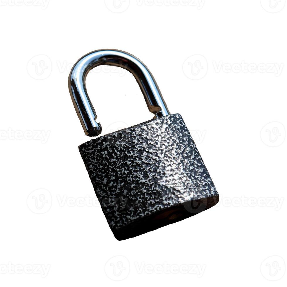Metallic Gray Open Padlock - Color Photo, Isolate for Design photo